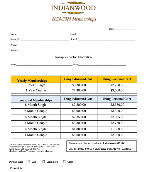 2023 Membership Application Scotland Yards Golf