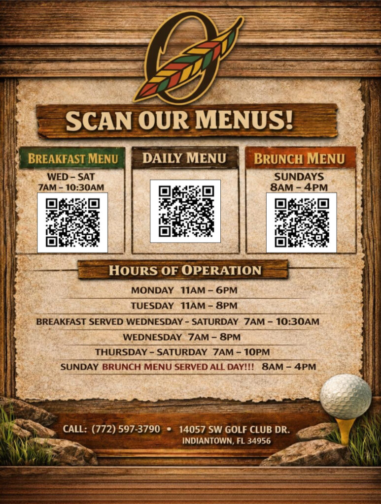 Indianwood Golf Club Southeast Florida Menu