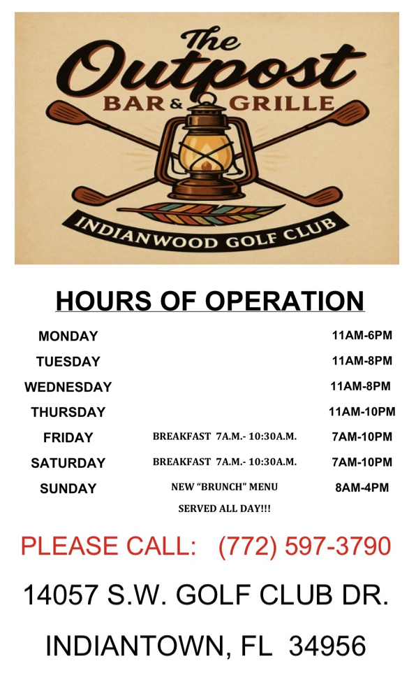 hours-indianwood golf club Indianwood outpost restaurant new hours oct2025
